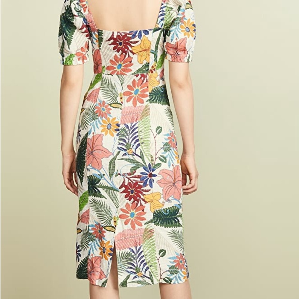 FARM Rio Floral Puff-Sleeve Midi Dress in Multi - Picture 2 of 3